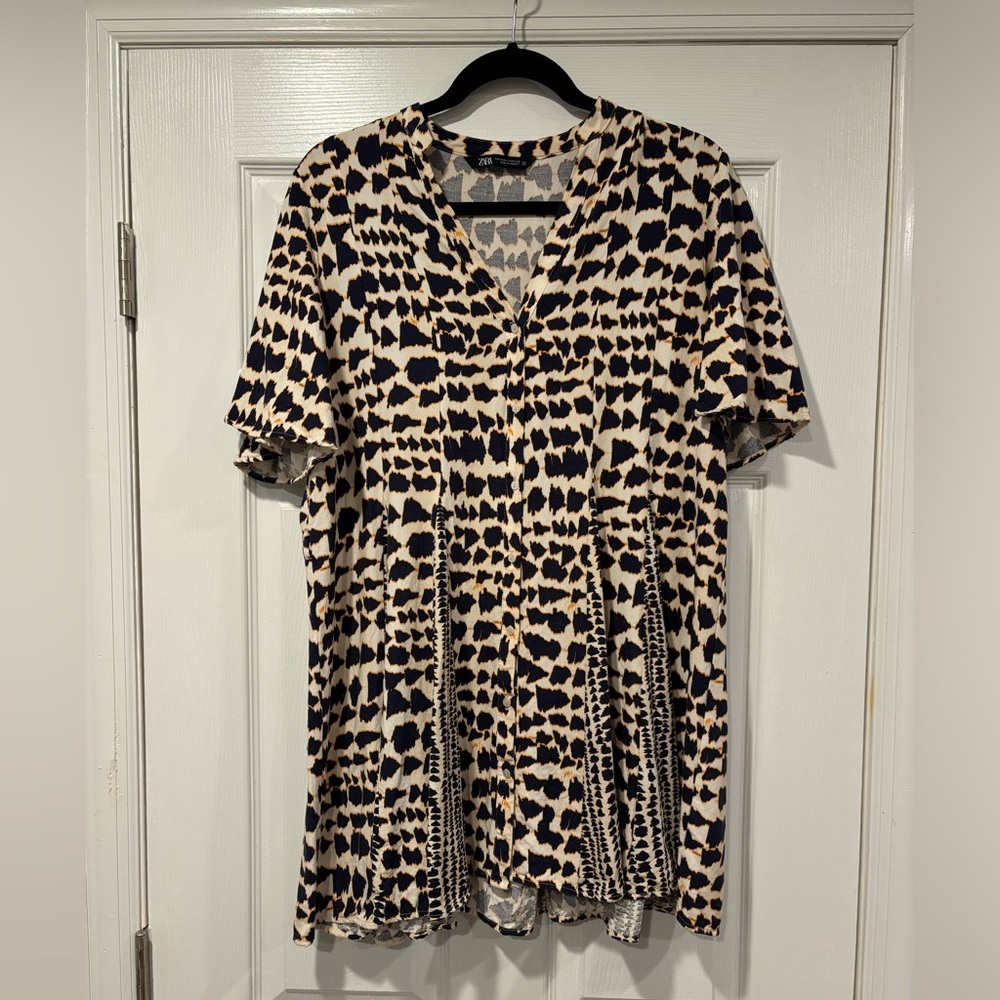 Zara Printed Crossed Animal Print Short Dress